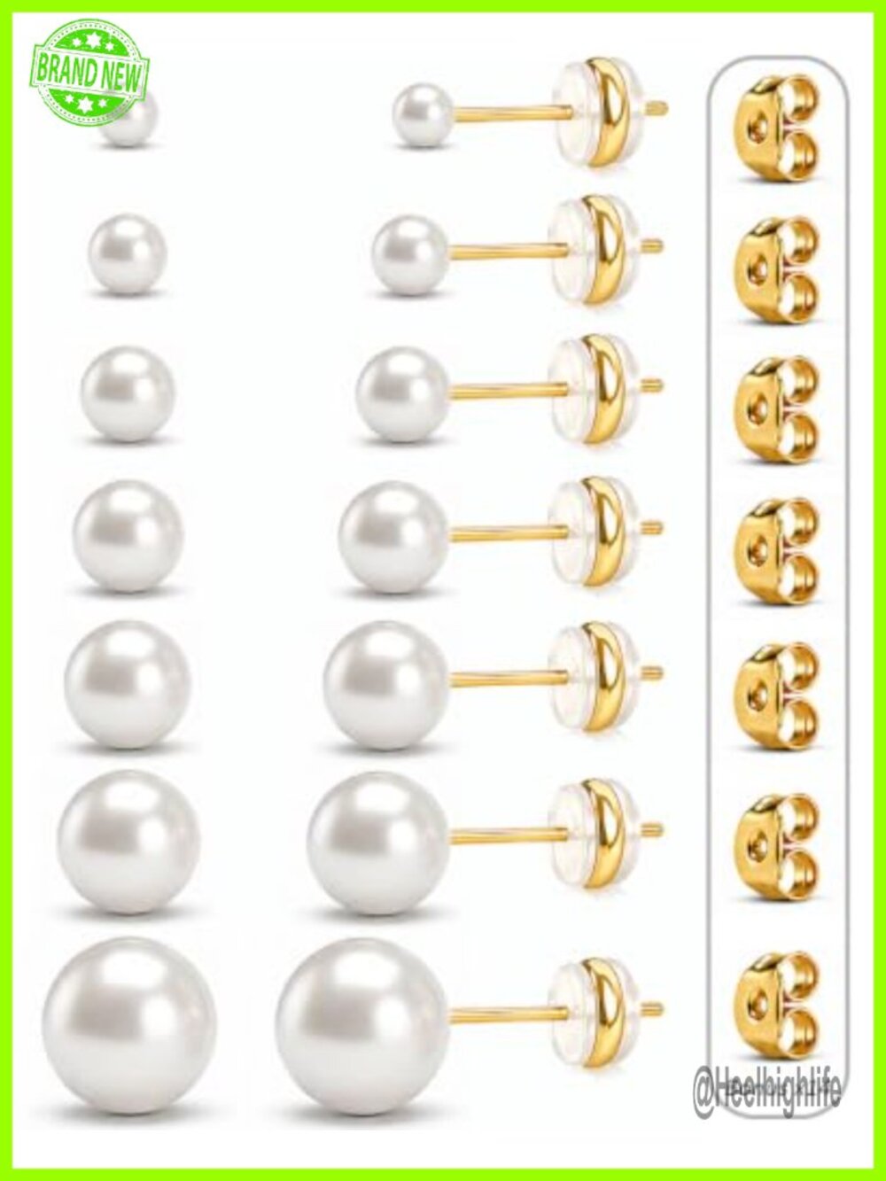 Pearl Stud Earrings Set Stainless Steel Ear Stack